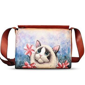 Stylish Genuine Textured Crossbody Satchel For Hand Painted Textured Handmade